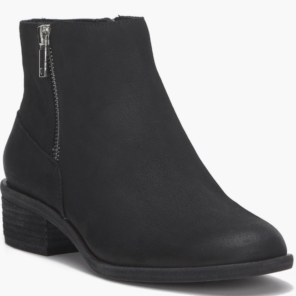 Lucky Brand Black Suede Ankle Boots with Block Heel